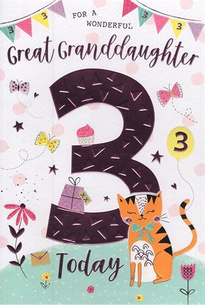 ICG Great Granddaughter 3rd Birthday Card