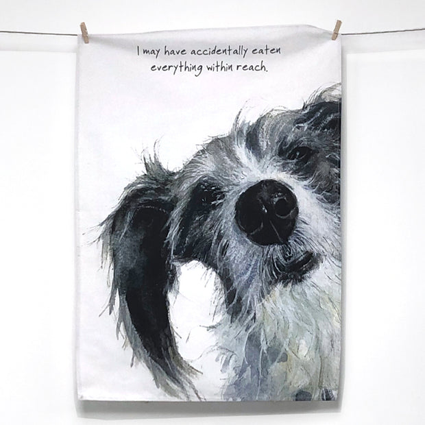 Little Dog Laughed "Accidentally" Tea Towel