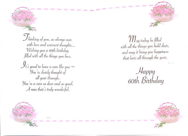 Sensations Nan 60th Birthday Card