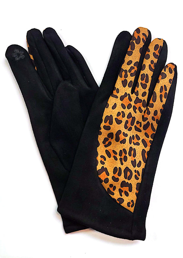 MSH Black Leopard Print Ladies Gloves