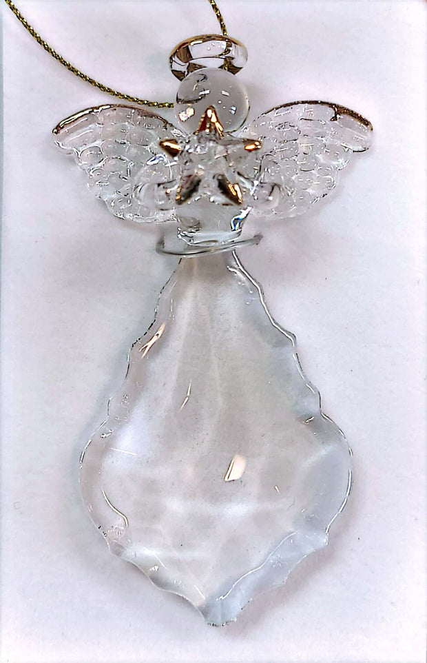 Glass Gold Edged Hanging Angel Ornament