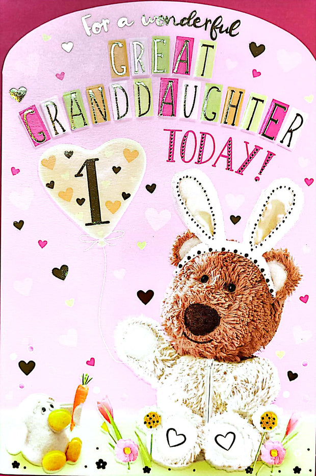 ICG Great Granddaughter 1st Birthday Card