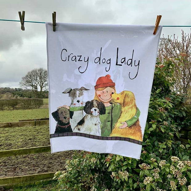 Alex Clark Crazy Dog Lady Tea Towel