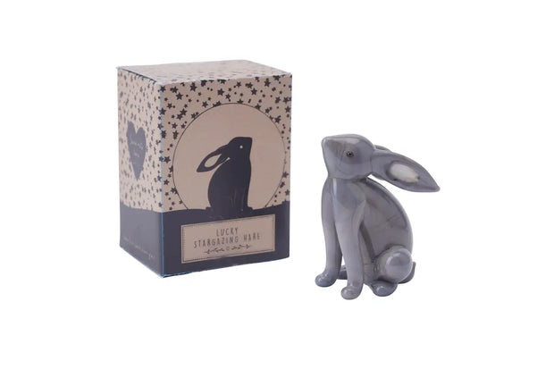 Stargazing Grey Hare Glass Ornament