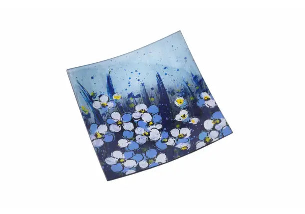 Forget Me Not Small Square Glass Plate