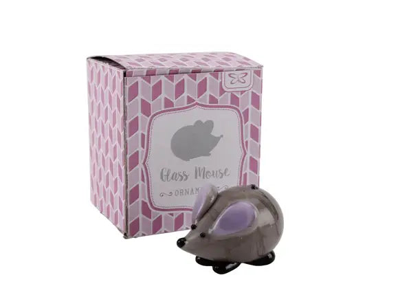 Grey Mouse Glass Ornament