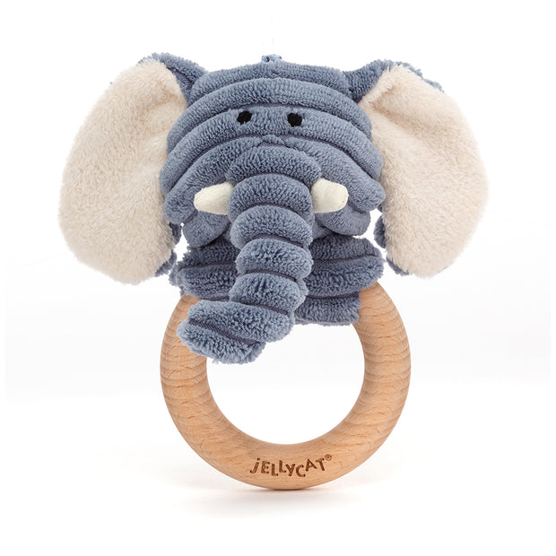 Jellycat Baby Cordy Roy Elephant Wooden Ring Toy