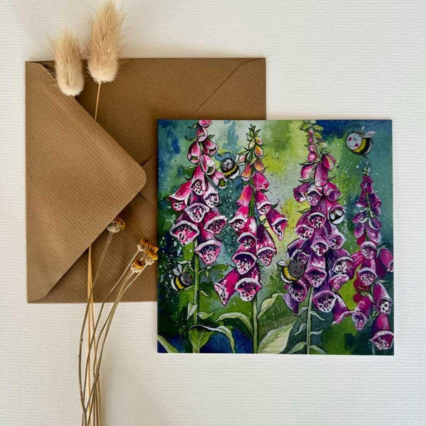 Alex Clark Foxgloves and Bee blank card*