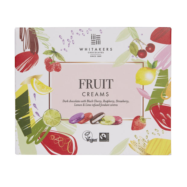 Whitakers foiled dark chocolate fruit creams in carton 200g