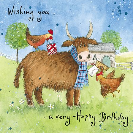 Paper House Highland Cow & Hens Birthday Card*