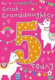 ICG Great Granddaughter 5th Birthday Card