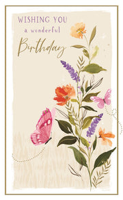 ICG Butterfly & Flowers Birthday Card