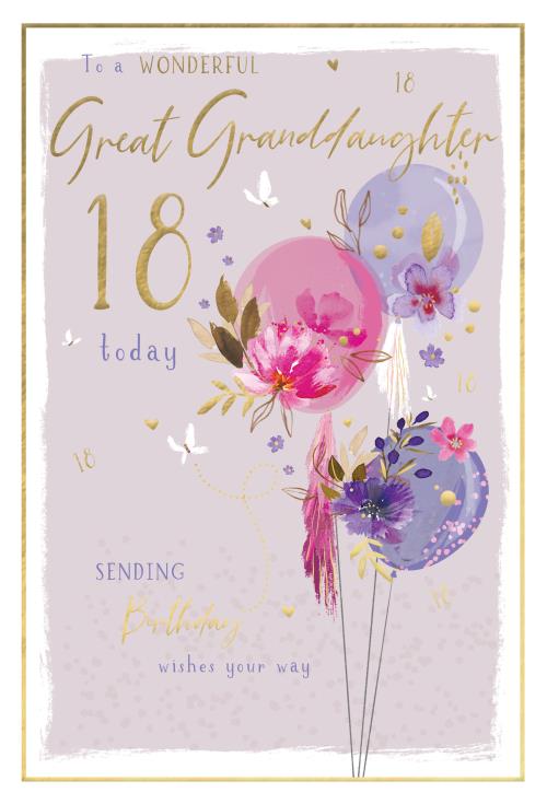 ICG Great Granddaughter 18th Birthday Card