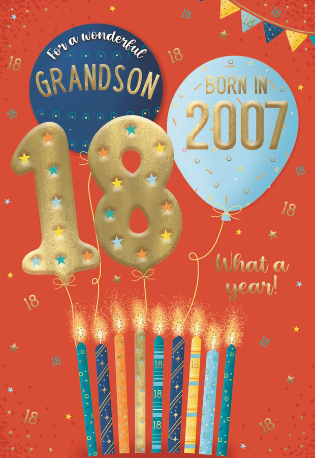 ICG Grandson 18th Birthday Born in 2007 Card