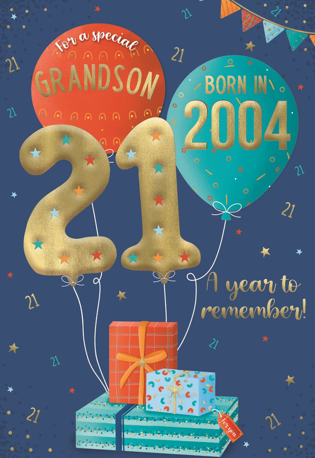 ICG Grandson 21st Birthday Born in 2004 Card