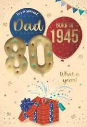 ICG Dad 80th Born in 1945 Birthday Card*