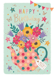 ICG Floral Teapot Birthday Card*