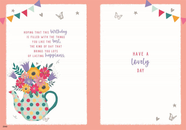 ICG Floral Teapot Birthday Card*