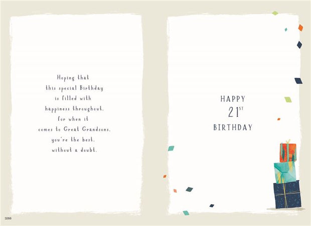 ICG Great Grandson 21st Birthday Card