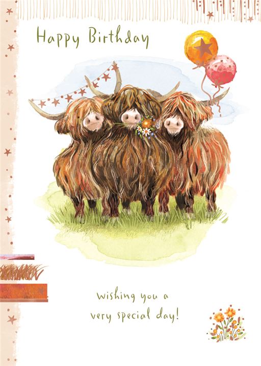 ICG Off The Grid Highland Cows Birthday Card*
