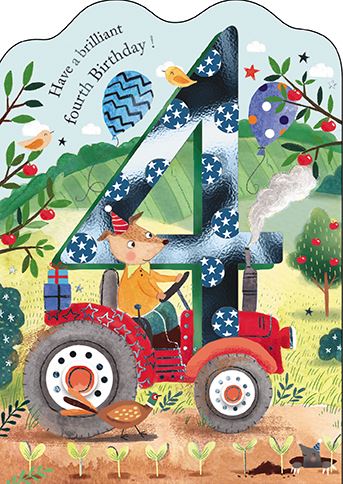 Paper House Tractor 4th Birthday Card*