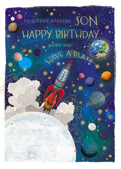Paper House Space Son Birthday Card*
