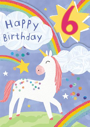 Paper House Unicorn 6th Birthday Card*