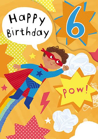Paper House Super Hero 6th Birthday Card*