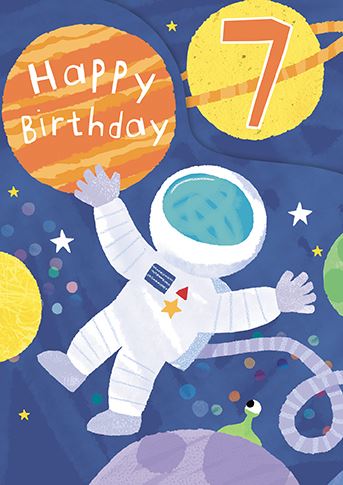 Paper House Space Man 7th Birthday Card*