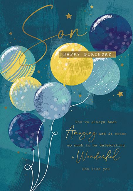 Paper House Balloons Son Birthday Card*