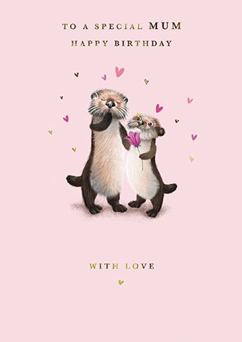 Paper House  Otters with Flowers Mum Birthday Card*