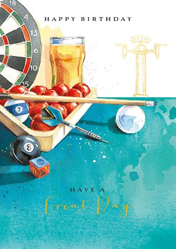 Ling Design Snooker & Darts Birthday Card*