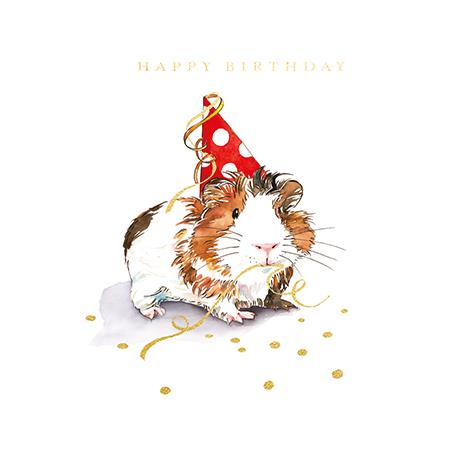 Ling Design Watercolour Guinea Pig With Birthday Hat Birthday Card*