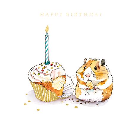 Ling Design Watercolour Mouse Nibbling Birthday Cupcake Birthday Card*