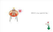 Nigel Quiney Fluff Dog on a Chair Birthday Card*