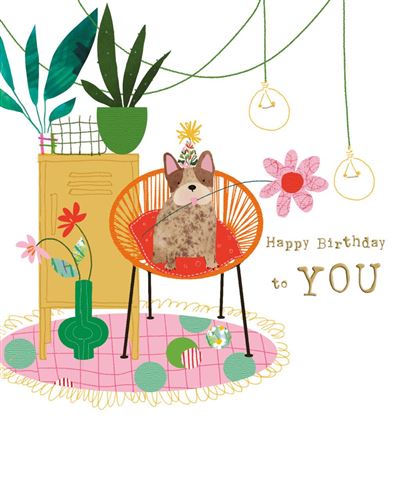 Nigel Quiney Fluff Dog on a Chair Birthday Card*