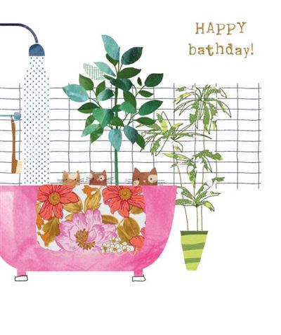 Nigel Quiney Fluff Kitty's in Bath Birthday Card*