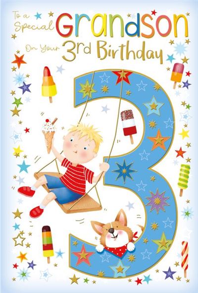 Grass Roots Grandson 3rd Birthday Card