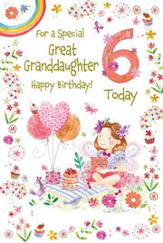 Grass Roots Great Granddaughter 6th Birthday Card