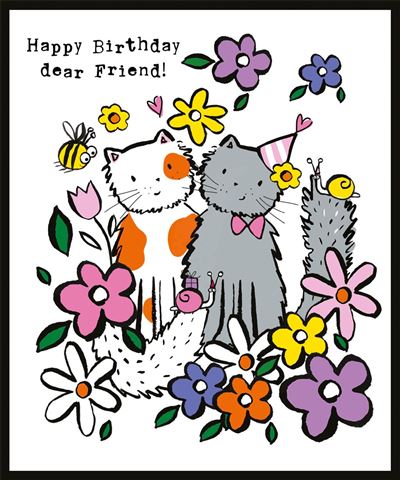 Nigel Quiney Doodle Cat Friend Birthday Card*