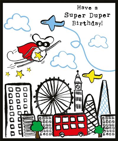 Nigel Quiney Doodle Super Hero Mouse Birthday Card*
