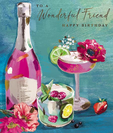 Paper House Champagne & Cocktail Friend Birthday Card*