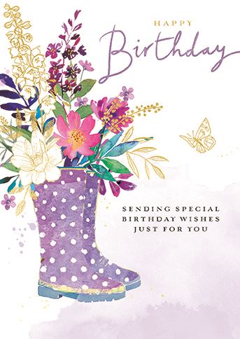 Ling Design Floral Wellies Birthday Card*