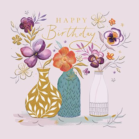 Ling Design Floral Vases Birthday Card*