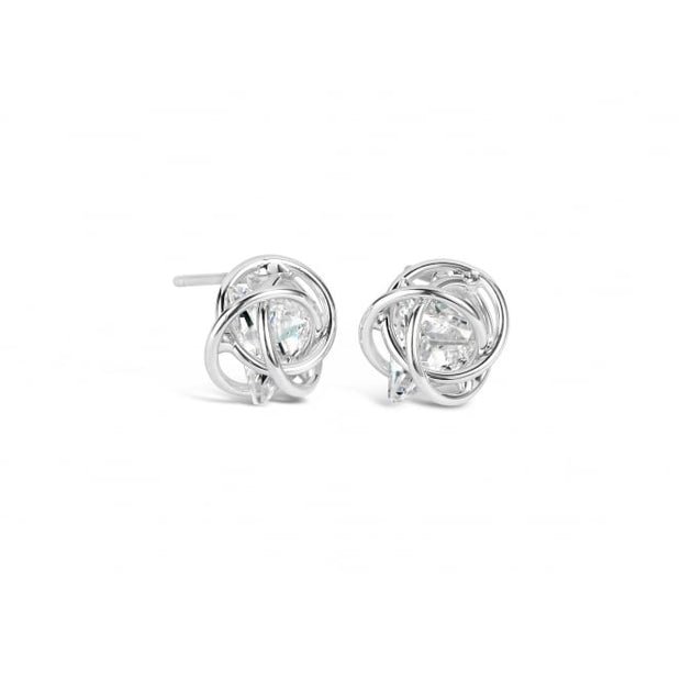 Rhodium Plated Cubic Zirconia Earrings For Sensitive