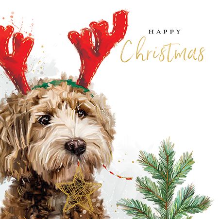 Ling Design Cockapoo Dog Christmas Card**