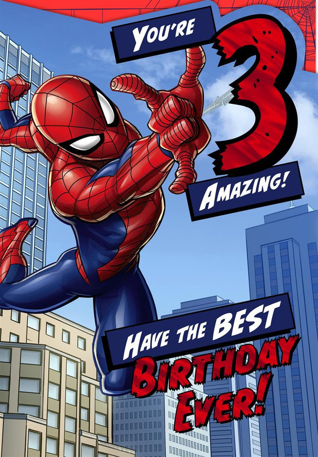 Hallmark Marvel Spiderman 3rd Birthday Card*