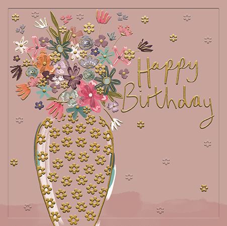 Ling Design Decorative Birthday Vase With Flowers Birthday Card*