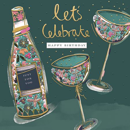 Ling Design Decorative Birthday Bottle and Glasses Birthday Card*