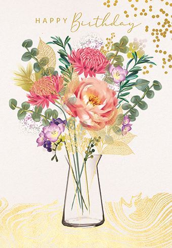 Ling Design Floral Vase Birthday Card*
